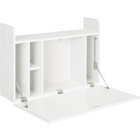 HOMCOM Wandtisch klappbar Wandklapptisch Schreibtisch mit Regalen großer Stauraum Computertisch Bürotisch Esstisch modernes Design Weiß 77x20x41 cm Aosom – Ansicht 1