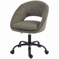 HOMCOM Ergonomischer Bürostuhl, Chenille-Bürosessel mit Höhenverstellung, Integrierte Armlehnen, 360° Drehbar, Rollen, Für Zuhause, Homeoffice, Dunkelgrün Aosom – Ansicht 1