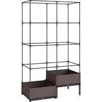Outsunny Hochbeet Pflanzkasten mit Rankgitter, zwei Boxen, Pflanzkübel aus Kunststoff, Blumenkasten, 100 x 50 x 174 cm Gartenspalier für Garten Balkon Terrasse, – Ansicht 1