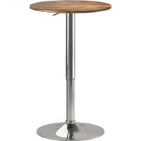 HOMCOM Bartisch Bistro-Stehtisch schick Zeitgenössischer Stil Höhenverstellbar 67-93 cm Ø 60 cm Drehplatte 360° verchromtes Metall braun Aosom – Ansicht 1
