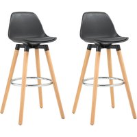 HOMCOM Barhocker 2er Set, Gepolstert Barstuhl mit Holzbeine und Rückenlehne, Küchenstühle mit Fußstütze aus Stahl, Tresenhocker für Küche, Wohnzimmer, Esszimmer – Ansicht 1