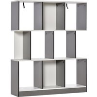 HOMCOM Bücherregal Standregal Büroregal Aktenregal für Büro Wohnzimmer Arbeitszimmer Spanplatte Grau+Weiß 100 x 24 x 124 cm Aosom – Ansicht 1