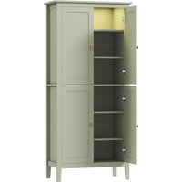 HOMCOM Küchenbuffet mit einstellbarer LED & Bewegungsmelder, hoher Küchenschrank mit Doppeltür und verstellbaren Regalen, 80 x 40 x 176,5 cm, grün Aosom – Ansicht 1