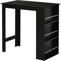 HOMCOM Bartisch moderner Esstisch Schreibtisch mit 3 Ablageflächen Schwarz Spanplatte 112 x 57 x106 cm Aosom