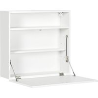 HOMCOM Wandtisch klappbar Wandklapptisch mit Ablagefächer Schreibtisch Klappbarer Computertisch Bürotisch modernes Design Spanplatte Weiß 64x20x60 cm Aosom – Ansicht 1