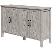 HOMCOM Mobiletto Rustico mit 2 verstellbaren Regalböden, Buffetschrank für Fernseher bis zu 55 Zoll mit 4 Holztüren, 120x37x75 cm, Grau Aosom – Ansicht 1