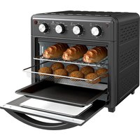 HOMCOM Minibackofen mit Umluft, 90°C-230°C, 30L, Mini Ofen mit Backblech, Grillrost, Krümelblech, Heißluftfritteuse mit 7 Modi, Frittierkorb Aosom – Ansicht 1