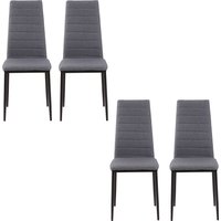 HOMCOM Set von 4 Esszimmerstühlen, gepolsterte Küchenstühle mit hoher Rückenlehne, Metallbeinen und Leinenbezug, für Wohnzimmer, Schlafzimmer, Küche, Grau Aosom – Ansicht 1