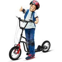 HOMCOM Kinderroller Scooter Cityroller ab 5 Jahren Kickboard mit 12 Zoll Luftreifen in Schwarz 120x58x75-80 cm für sicheren Fahrspaß Aosom.de – Ansicht 1
