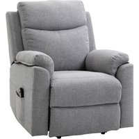 HOMCOM Fernsehsessel elektrisch mit Aufstehhilfe Relaxsessel 1 Motor Liegefunktion Seitentasche Fernbedienung Taschenfederkern Grau Aosom.de – Ansicht 1