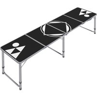 Outsunny Bierpong Tisch klappbar 240 x 60 cm höhenverstellbar Campingtisch Reisetisch für Garten Balkon Aluminium Schwarz Aosom.de – Ansicht 1