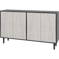HOMCOM Buffet Küchenschrank Aufbewahrungsschrank Küchengeschirrschrank 2 Schränke mit verstellbaren Regalen, 121 x 37 x 75 cm, Schwarz und Grau Aosom – Ansicht 1