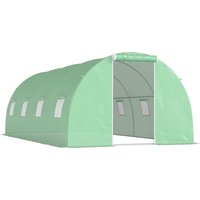 Outsunny Foliengewächshaus begehbares Polytunnel 6 x 3 m Gewächshaus mit 8 Fenster Treibhaus Frostschutz Stahlrohr Dunkelgrün Aosom – Ansicht 1