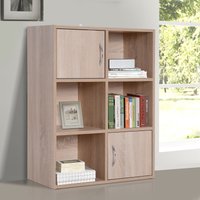 HOMCOM® 6 Fächer Bücherregal Standregal Raumteiler Holz Natur Aosom – Ansicht 1