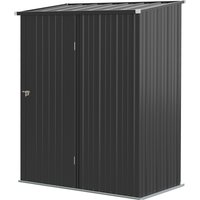 Outsunny Gerätehaus 1,34 m² Abschließbarer Gartenschrank mit Pultdach aus verzinktem Stahl, 161,5x94,5x196cm, Schwarz Aosom – Ansicht 1