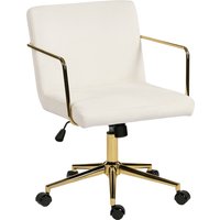 HOMCOM Schreibtischstuhl, höhenverstellbarer Bürostuhl mit Samtoptik Wippfunktion, Drehstuhl mit Armlehne aus Stahl, bis 120 kg belastbar, für Arbeitszimmer Sch – Ansicht 1