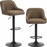 HOMCOM 2er-Set Barhocker, hohe Küchenhocker mit drehbarem Sitz und höhenverstellbar, PU-Barstühle mit Rückenlehne für Kücheninsel, Esszimmer, Dunkelbraun Aosom – Ansicht 1