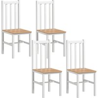 HOMCOM Esszimmerstühle 4er Set Küchenstuhl mit Rückenlehne, Stühle aus Kiefernholz, Wohnzimmerstuhl für Esstisch, Natur Aosom – Ansicht 1
