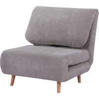 HOMCOM 2-in-1 Schlafsofa, Schlafsessel, verstellbar Klappmatratze, Gästebett, Klappbett, Cord-Optik für Schlafzimmer, Wohnzimmer, Hellgrau Aosom