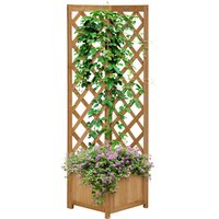 Outsunny Pflanzkasten mit Gitter aus Fichtenholz Braun für Rankpflanzen und Dekorationen, 40x40x145 cm Aosom – Ansicht 1