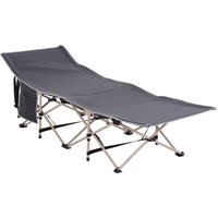 Outsunny Feldbett mit Aufbewahrungstasche, Faltbares Campingbett, Campingliege, Inkl. Tragetasche, Stahl Oxford, Grau, 190 x 68 x 52 cm Aosom