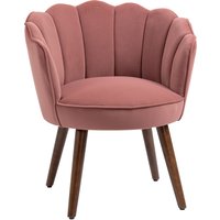 HOMCOM Esszimmerstuhl Küchenstuhl Sessel mit Rückenlehne Wohnzimmerstuhl Polyester Gummiholz Rosa 66 x 72 x 79 cm Aosom – Ansicht 1