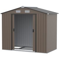 Outsunny Metallgerätehaus 2,5 m² - Aufbewahrungsschuppen mit Fundament - abschließbare Tür - Maße 213L x 130B x 185H cm - braunes Stahlblech Aosom – Ansicht 1