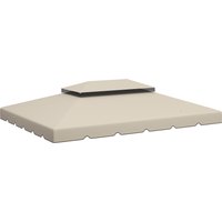 Outsunny Ersatzdach für Pavillon, 4x3 m, Ersatzabdeckung mit Doppeldach, 8 Ablauföffnungen, NUR Ersatzplane für Pavillon/Gazebo, Beige Aosom – Ansicht 1