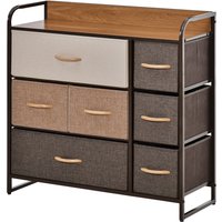 HOMCOM Kommode Schrank mit 7 Schubladen aus Leinen Schubladenschrank Aufbewahrungsschrank mit Metallrahmen für Schlafzimmer, Wohnzimmer, 80x29x78,5 cm Aosom – Ansicht 1
