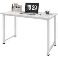 HOMCOM Computertisch Esstisch 120L x 60B x 76H cm Weiß Multifunktion Große Arbeitsfläche Robuster Metallrahmen Aosom – Ansicht 1