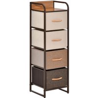 HOMCOM Kommode Aufbewahrungsschrank 5 Stoffschubladen faltbar - schwarzer Stahlrahmen - 45 x 30 x 116 cm beige, braun Aosom – Ansicht 1