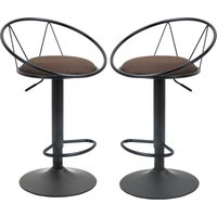 HOMCOM 2er-Set Barhocker Drehstühle Barstühle Arbeitshocker Bürohocker Verstellbare Höhe 360° schwenkbar mit rutschfesten Gummipuffer Leinen Metall Aosom – Ansicht 1