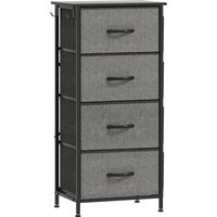 HOMCOM Kommode 4 Schubladen aus Stoff, Aufbewahrungsmöbel mit 4 Taschen, 2 Haken, Stahlgestell, Kommode für Wohnzimmer, Schlafzimmer, Flur, grau Aosom – Ansicht 1