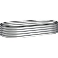 Outsunny Hochbeet aus verzinktem Stahl, offener Boden, Gummirand, für Gemüse, Obst, Blumen, 181 x 93 x 30 cm, Silber Aosom – Ansicht 1