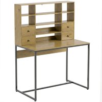 HOMCOM Schreibtisch mit 4 Schubladen, Computertisch mit Regalen 105 x 60 x 142 cm Moderner Arbeitstisch Bürotisch für Büro, Wohnzimmer, Natur Aosom