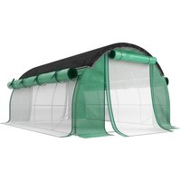 Outsunny Gewächshaus 4 x 3 x 2 m Foliengewächshaus mit 8 Fenster, Rolltüren, Aufrollbar Seitenwänden, UV-beständiger Folientunnel, Winterfest Tomatenhaus mit Er – Ansicht 1