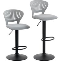 HOMCOM 2er-Set Barhocker, 360° drehbar, höhenverstellbar 84-105 cm, offene Rückenlehne, Fußstütze, für Esszimmer, Tresen, Grau Aosom – Ansicht 1