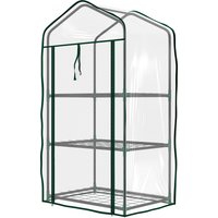 Outsunny Garten-Gewächshaus mit 3 Regalen, Balkon-Gewächshaus, verstärkte PVC-Abdeckung, Stahlrahmen, rollbares Reißverschlusstor, für Gemüse Pflanzen Blumen, 5