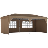 Outsunny Faltpavillon 6x3 m, Pop-up, mit 4 abnehmbaren Seitenwänden, Gartenpavillon mit reflektierenden Streifen, höhenverstellbar, zentrales Verriegelungssyste – Ansicht 1