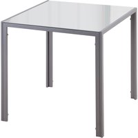 HOMCOM Esstisch Esszimmertisch quadratisch für 4 Personen, Wohnzimmertisch mit Hartglas Tischplatte, modern für Küche & Esszimmer in Grau Aosom.de – Ansicht 1