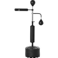 HOMCOM Boxstand Standbox-Trainer mit 2 Speedbällen, höhenverstellbar 160-230cm, Reflexstange & Saugnapf-Basis, Schwarz für Fitness & Training Aosom.de – Ansicht 1