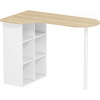 HOMCOM Unregelmäßiger Schreibtisch 100 x 59 cm, moderner Holztisch mit 6 Fächern, 4 verstellbaren Regalen und Stahlgestell, Arbeitsplatz für Schlafzimmer, klein