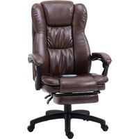 Vinsetto Leder Bürostuhl mit Massagefunktion & Liegefunktion, ergonomischer Schreibtischstuhl mit Fußstütze in Braun Aosom.de – Ansicht 1