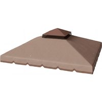 Outsunny Ersatzdach für Pavillon, 3 x 3 m, Ersatzbespannung mit Doppeldach, 8 Entwässerungsöffnungen und UPF 30+ Schutz, NUR Ersatzdach für Pavillon, Khaki Aoso – Ansicht 1