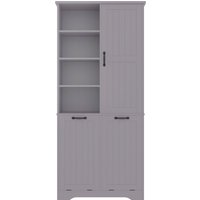 Badezimmerschrank mit doppeltem Wäschekorb, verstellbare Regale, viel Stauraum, 78x35x172,7 cm, Grau