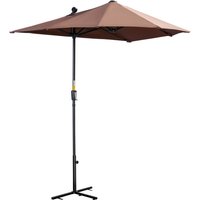 Outsunny Wand-Gartenschirm 200x190x240 cm Terrassenschirm mit Kurbel, Stahlmast und Kreuzfuß, UV-beständig für Terrasse & Balkon, Kaffee Aosom – Ansicht 1