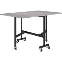 HOMCOM Klapp-Esstisch auf Rollen für 4-6 Personen 26-120 cm - Rechteckiger Küchentisch, 2 Klappflügel - Industrieller Stil, für kleine Räume, Esszimmer, Grau Ao – Ansicht 1