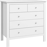 HOMCOM Kommode Beistellschrank 5 Schubladen Sideboard Anti-Kipp, Schubladenkommode für Schlafzimmer Wohnzimmer, Weiß 79x39,5x80,5cm Aosom.de – Ansicht 1
