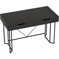 HOMCOM Schreibtisch Computertisch mit 2 Schubladen Bürotisch im Modern-Design, Metallgestell für Arbeitszimmer Schlafzimmer Home Office, 120 x 60 x 77 cm Schwar – Ansicht 1