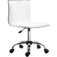 HOMCOM Bürostuhl ohne Armlehnen, höhenverstellbar 78-90H cm, Kosmetikstuhl mit Rückenlehne, bis 120kg, Leder, Weiß Aosom